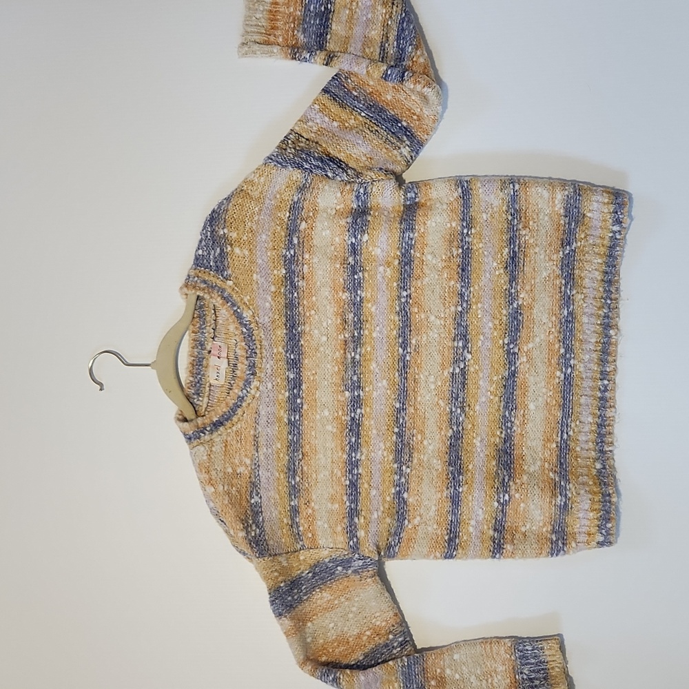 Hazel Moon Stripped Sweater In Cream, Yellow, Blue Size Small